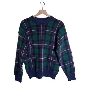 VINTAGE GANT men’s tartan plaid heavyweight cotton holiday crewneck sweater M